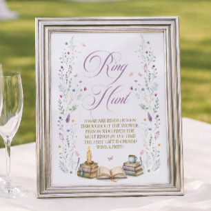 Book Bridal Shower Ring Hunt Game Poster