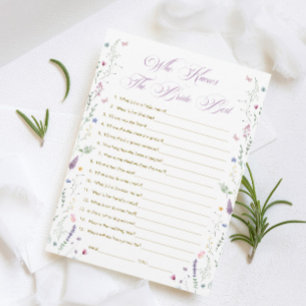 Book Bridal Shower Who Knows The Bride Best Game  Invitation