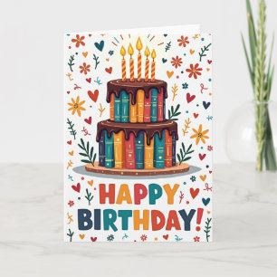 Book Cake Birthday Card