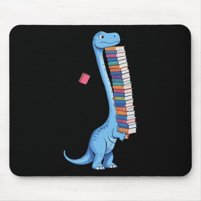 Book Carrying Dinosaur Reading Dino  Mouse Mat (Front)