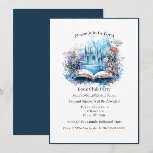Book Castle Floral Book Club Invitation