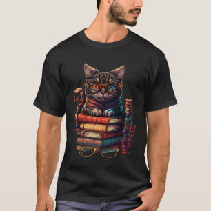 Book Cat fan and Bookworm Cats and Books T-Shirt