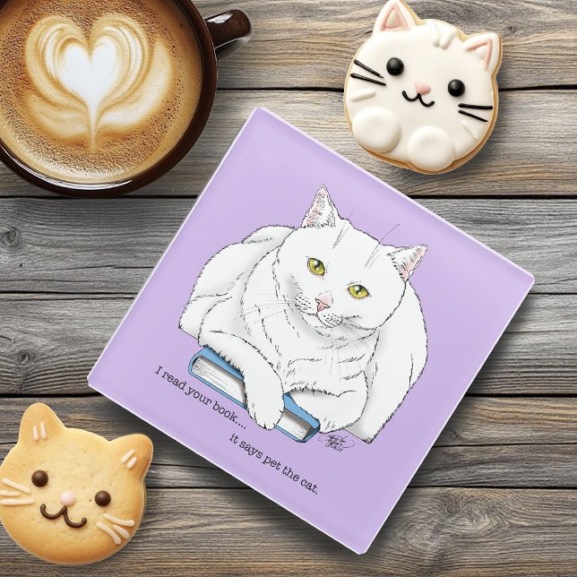 Book Cat Glass Coaster (Creator Uploaded)