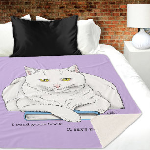 Book Cat Sherpa Blanket