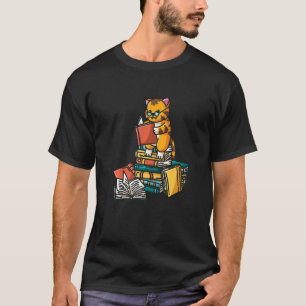 Book Cat Sitting On Pile Of Books Book Worm T-Shirt