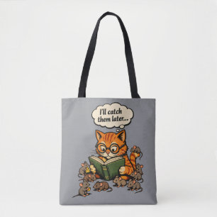 book cat tote bag