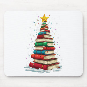 Book Christmas Tree Book Lover Teacher Librarian Mouse Mat