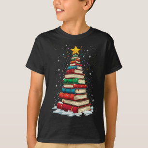 Book Christmas Tree Book Lover Teacher Librarian T-Shirt