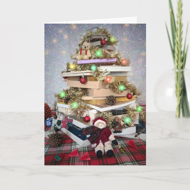 Book Christmas Tree Holiday Card (Front)