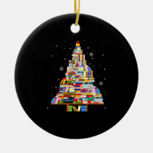 book christmas tree librarian book lovers xmas ceramic tree decoration