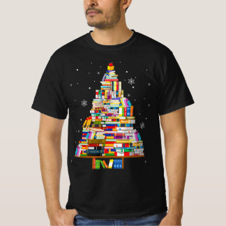 book christmas tree librarian book lovers xmas T-Shirt