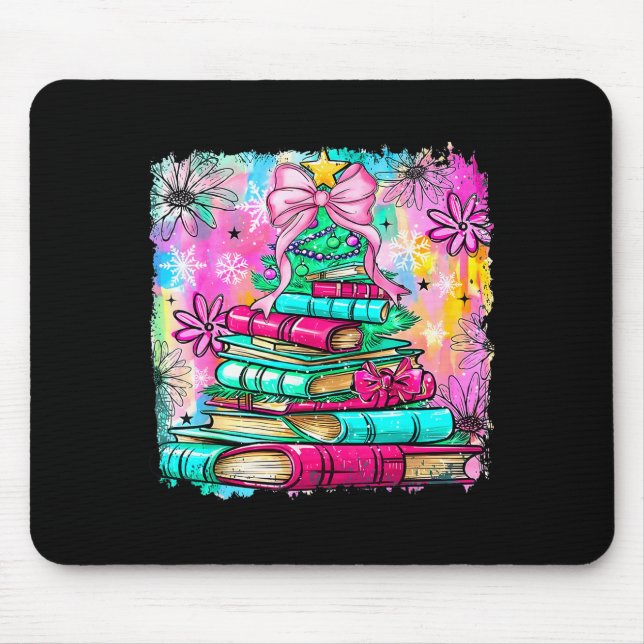Book Christmas Tree Lights Teacher Librarian Book  Mouse Mat (Front)
