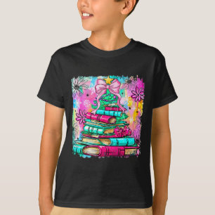 Book Christmas Tree Lights Teacher Librarian Book T-Shirt