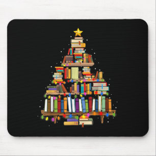 Book Christmas Tree Lights Teacher Librarian Read Mouse Mat