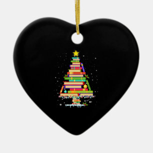 book christmas tree  merry christmas librarian ceramic tree decoration