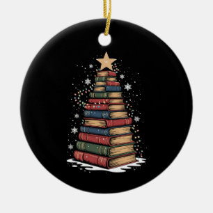 Book Christmas Tree Teacher Librarian Xmas Holiday Ceramic Tree Decoration