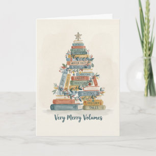 Book Christmas Tree Watercolour Illustration Card