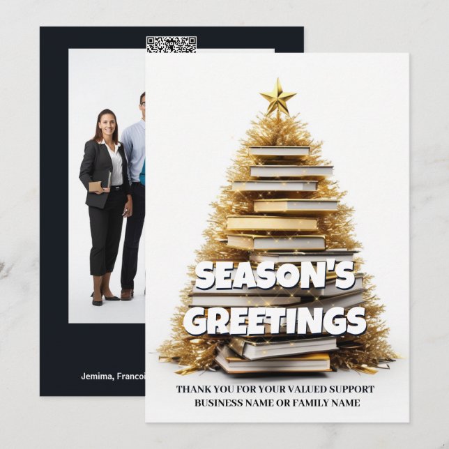Book christmas tree writer holiday greetings photo (Front/Back)