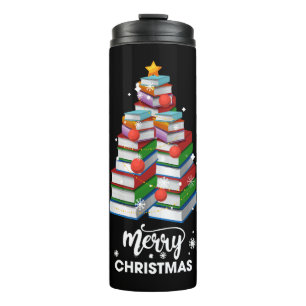 Book Christmas Tree Xmas Gift For Books Lovers Lib Thermal Tumbler