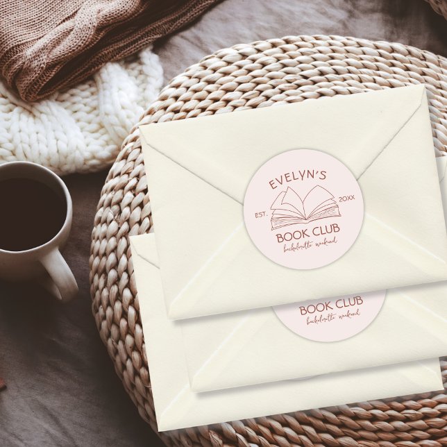 Book Club Bookish Hand Drawn Bachelorette Party Classic Round Sticker (Book Club Bookish Hand Drawn Bachelorette Party Classic Round Sticker)