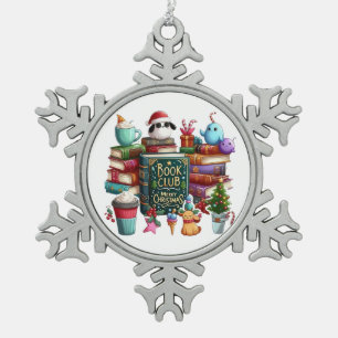 BOOK CLUB christmas Snowflake Pewter Christmas Ornament