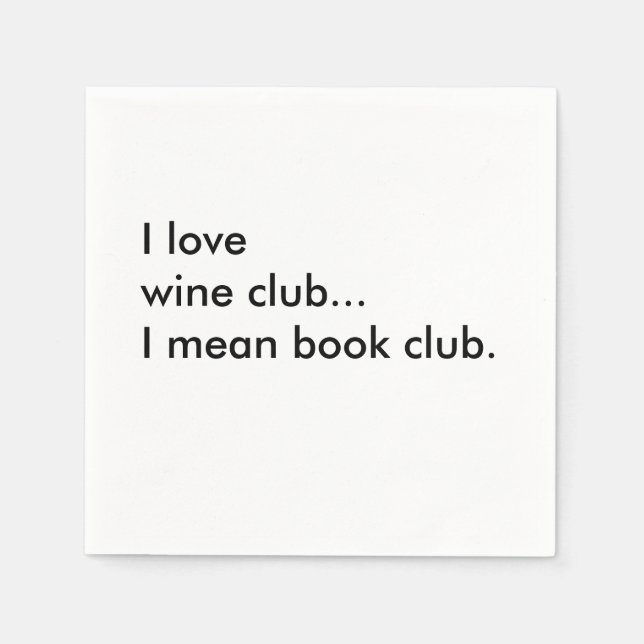 Book Club Cocktail Napkins - I love wine club (Front)