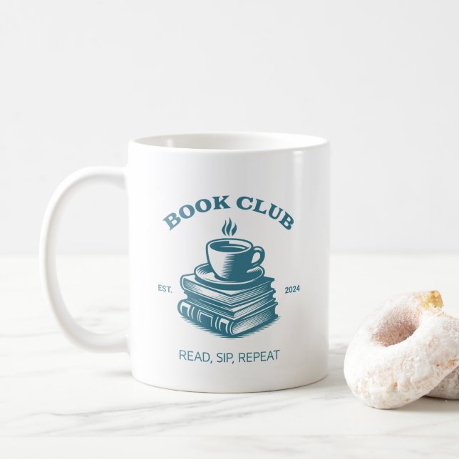 Book Club Coffee and Books Read Sip Repeat Coffee Mug (With Donut)