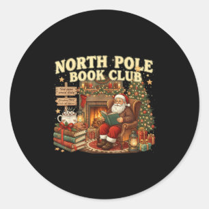 Book Club Cozy Christmas Reading Gift Classic Round Sticker