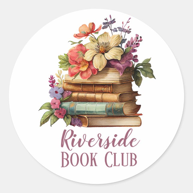 Book Club Custom Name Classic Round Sticker (Front)