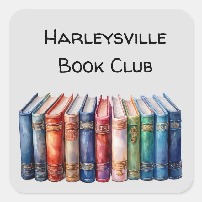 Book Club Customisable Square Sticker (Front)