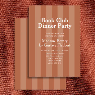 Book Club Dinner Party Stripe Orange Invitation