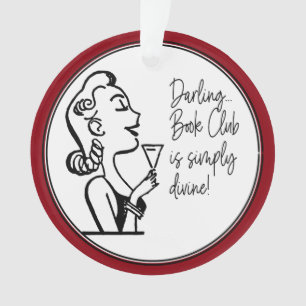 Book Club Friend Retro Vintage Lady Ornament