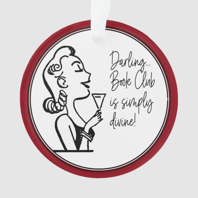 Book Club Friend Retro Vintage Lady Ornament (Front)