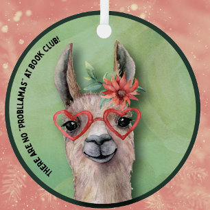 Book Club Funny Llama Ceramic Tree Decoration