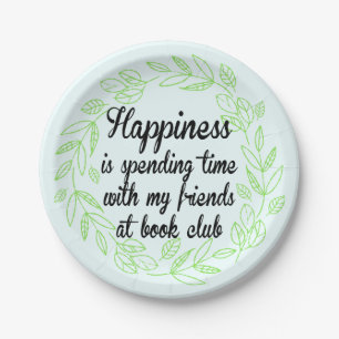Book Club Gathering Party Floral Wreath Paper Plate