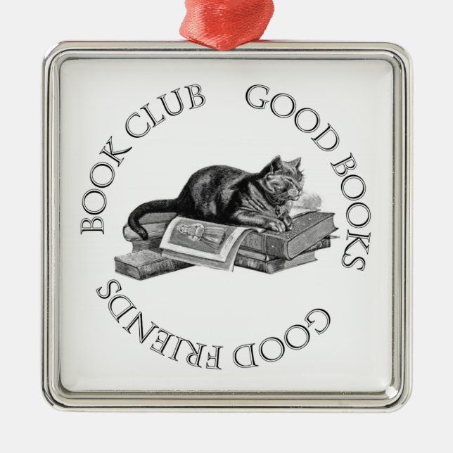 Book Club - Good Books - Good Friends With Cat Metal Tree Decoration (Front)