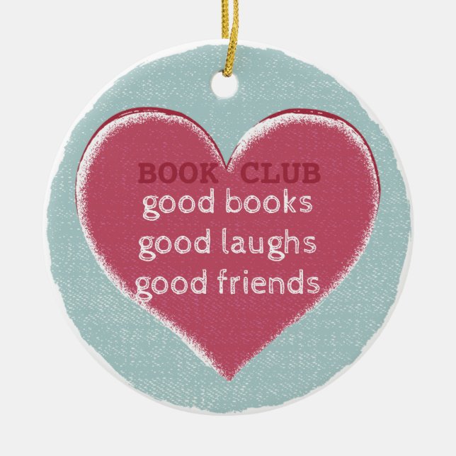 Book Club Group Friendship Heart Ceramic Tree Decoration (Front)