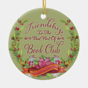 Book Club Holiday Friendship Wreath Ceramic Tree Decoration