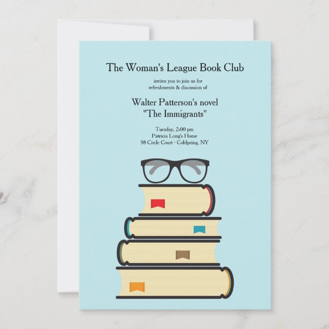 Book Club Invitation (You Pick Background Colour) (Front)