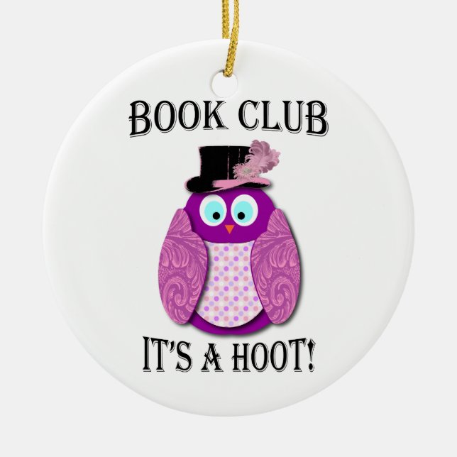 Book Club - It's A Hoot - Pink Design Ceramic Tree Decoration (Front)