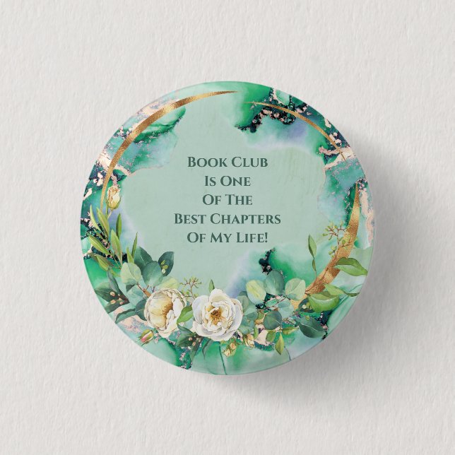 Book Club Membership White Rose 3 Cm Round Badge (Front)