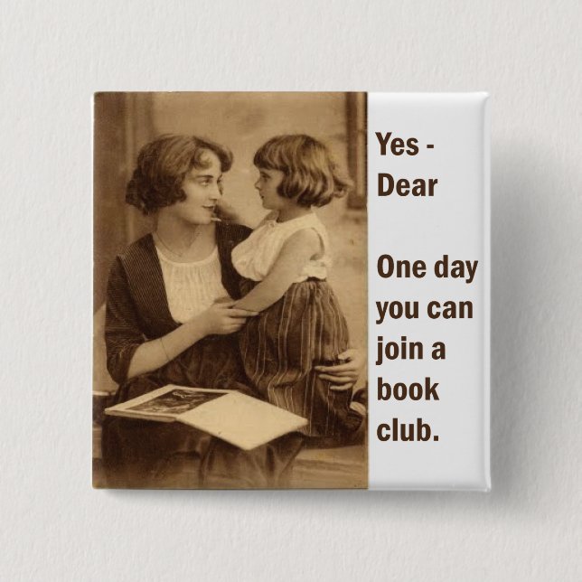 book club mother and daughter 15 cm square badge (Front)