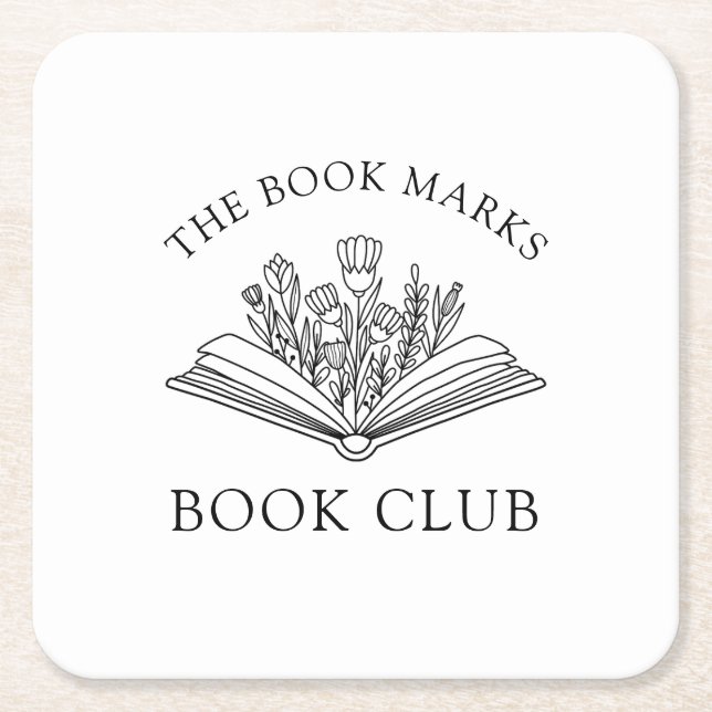 Book Club Name Personalized Event Square Paper Coaster (Front)