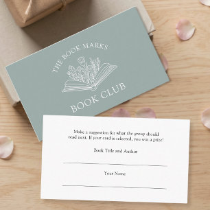 Book Club Name Select A Book Enclosure Card