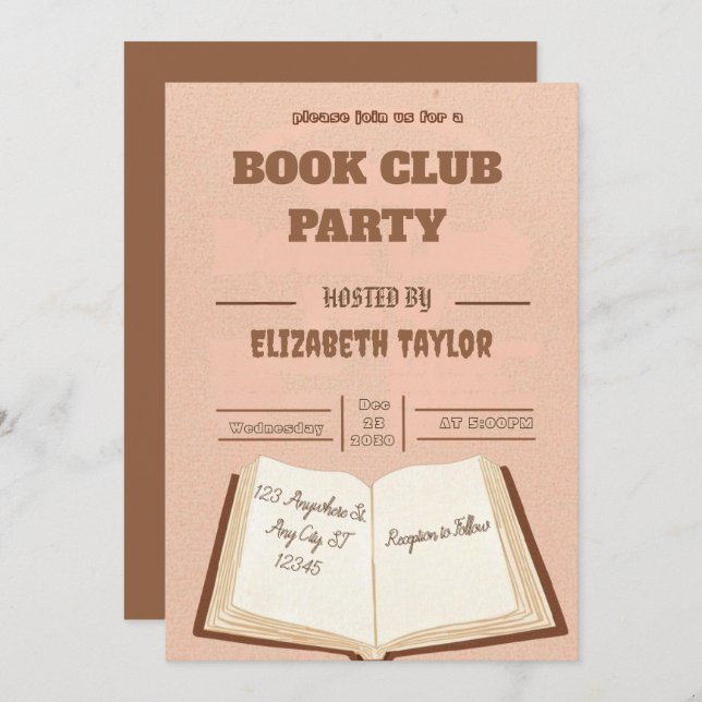 Book Club Party Invitation – Cozy Reading Night (Front/Back)