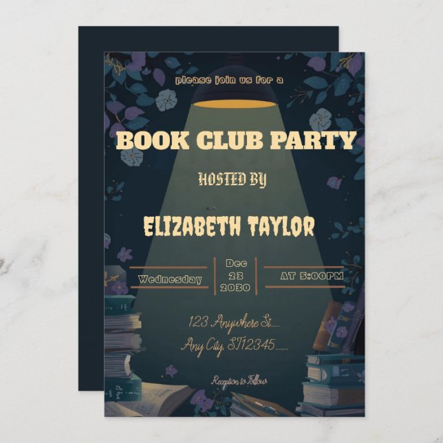 Book Club Party Invitation – Cozy Reading Night (Front/Back)