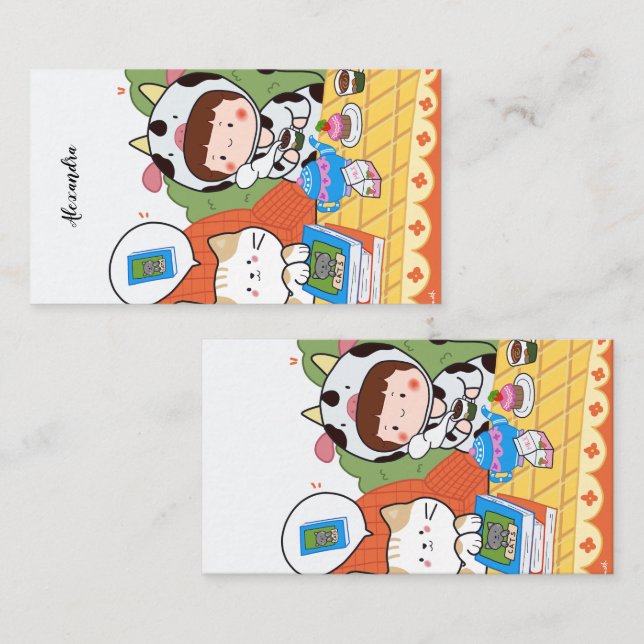 Book Club Picnic Illustrated Bookmark with Name Loyalty Card (Front/Back)