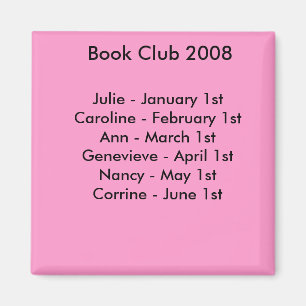 book club reminder. magnet