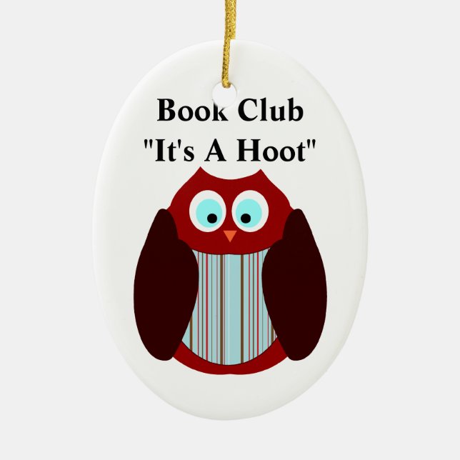 Book Club Stripped Owl - It's A Hoot Ceramic Tree Decoration (Front)