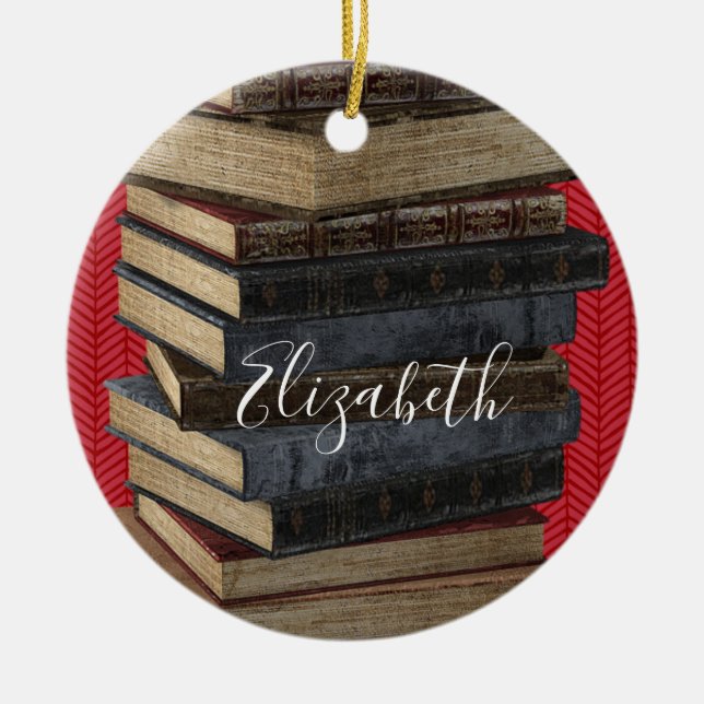 Book Club Teacher Monogram Ceramic Ornament (Front)